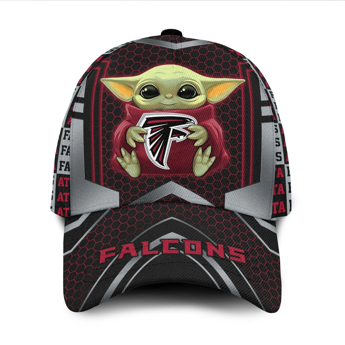 Atlanta Falcons Baby Yoda All Over Print 3D Baseball Cap