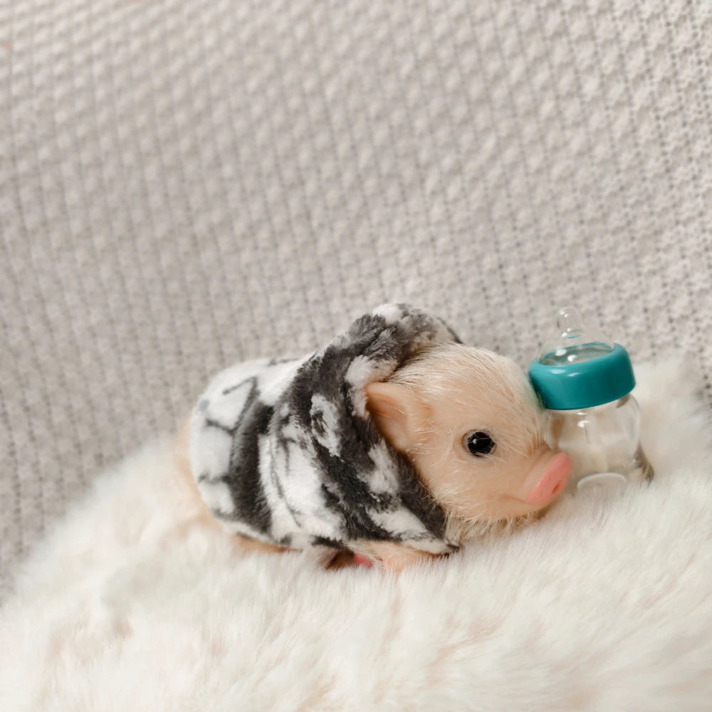 5 Inch Silicone Piglet Soft Cute Mini Realistic Animals with Accessories Lifelike Reborn Newborn Pig Doll Decompression Toy Gift