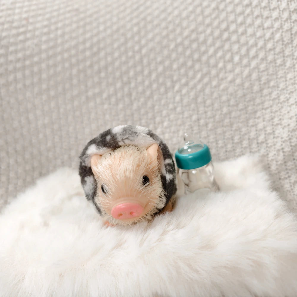 5 Inch Silicone Piglet Soft Cute Mini Realistic Animals with Accessories Lifelike Reborn Newborn Pig Doll Decompression Toy Gift