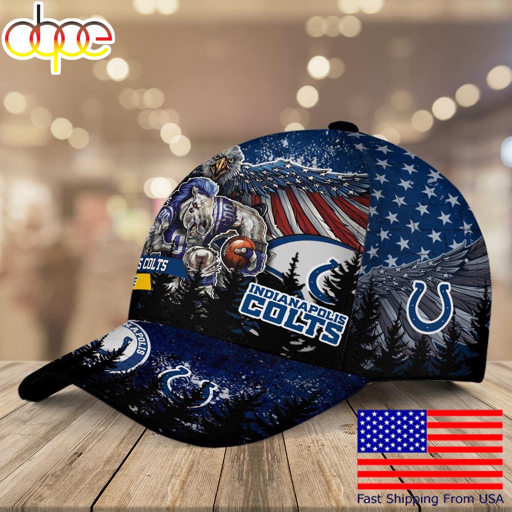 NFL Indianapolis Colts Mascot Logo Custom Name Baseball Cap  For Fans